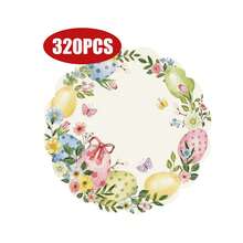 1 pezzo/4 pezzi/6 pezzi/12 pezzi Ghirlanda di uova di Pasqua, Tovaglietta rotonda primaverile di Pasqua, Decorazione da tavola stagionale per cucina e sala da pranzo, 38*38cm, Decorazione pasquale per la casa - Multicolore - Visualizzare 7