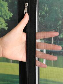 Black Window Screen With Zipper, DIY Insect Mesh Netting With Self-Adhesive Hook And Loop Tape, Adjustable Breathable Mosquito Screen For Windows