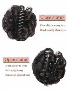 爪夹式凌乱发髻假发片 合成发髻 波浪卷发髻发髻接发 蓬松盘发发髻 爪夹式马尾假发片 - 彩色 - 查看 3