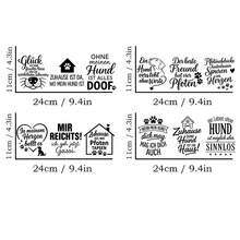 4pcs German Dogs Quote UV Transfer Stickers | Self-Adhesive Plastic Decals For Crafts, Mugs, Laptops & Water Bottles | High-Quality Prints, Durable, Festive Designs, Plaid Pattern By EYESWEB