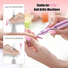 3pcs Ceramic Nail Drill Bit Set, 3/32-Inch Shank Acrylic Nail File, File Tool For Electric Nail Drill To Remove Nail Gel, Suitable For Home Salons And Nail Art DIY Projects. - Multicolor - View 3