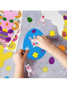 120pcs 3D Foam Easter Stickers - Colorful Egg, Rabbit, Chick And Flower Shaped Glitter Stickers For DIY Crafts, Greeting Cards And Spring Home Party Decorations - Multicolor - View 9