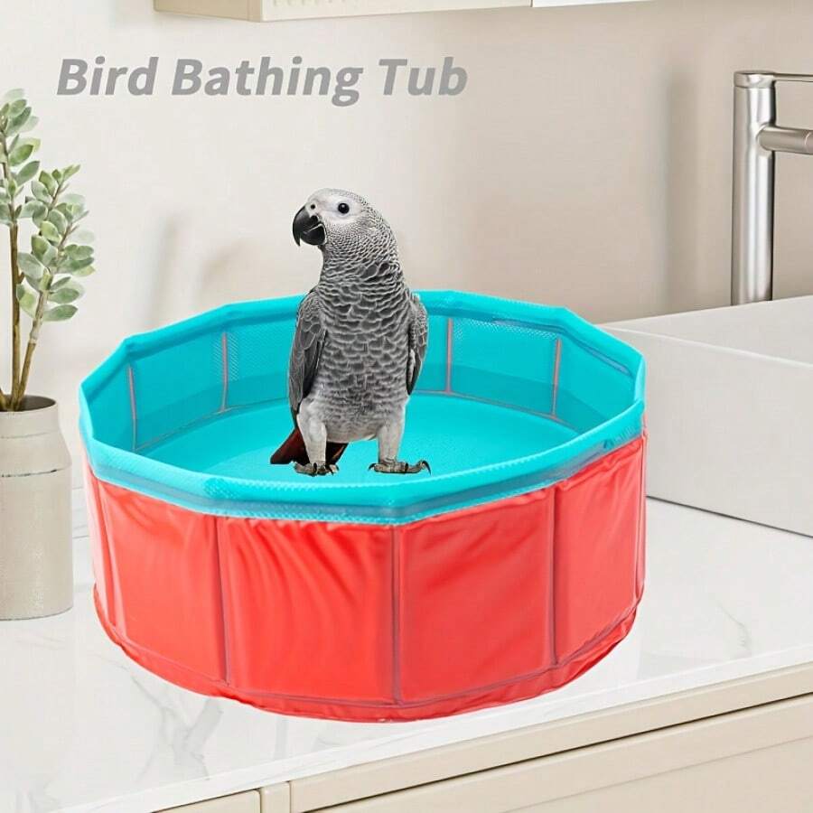 Portable Parrot Bath Tub, Suitable For Outdoor And Travel - Durable PVC Bird Bath Bowl With Non-Slip Surface, Easy To Store And Carry, Fit For Small To Large Birds Like African Grey Parrots, Cockatoos, Lovebirds, Parrots, No Battery Required - Multicolor - View 1