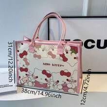SANRIO Sac à bandoulière de haute qualité motif chat, sac fourre-tout en canevas grande capacité pour étudiant, sac à main de navetteur, sac organisateur essentiel pour l'extérieur pour femmes - Multicolore - Voir 5