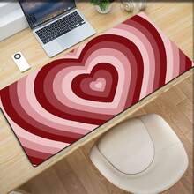 1pc Hypnotic Heart Shaped Pink Gaming Mouse Pad, Non-Slip Washable Rubber Base Large Desk Mat, Office Desk Accessory, Computer Decor, Ideal Gift For Gamers - Extra Long Desk Pad, Fashionable Office Desk Decoration And Study Accessory Mousepad Study Table Mouse Pad For Desk - Multicolor - View 9