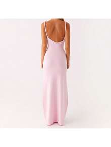 Women's Twisted Straps Bodycon Long Maxi Dress Summer Sleeveless Spaghetti Straps Slim Fit Deep V-Neck Backless Cami Dress Party Clubwear Holiday Beachwear Solid Color Tank Dress Sundress - 淺粉色 - 查看 10