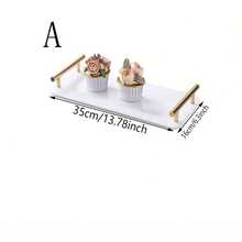 1pc Acrylic Tray With Gold-Color Handle, Suitable For Vanity, Bathroom, Kitchen, Nightstand Storage And Display - Multicolor - View 8
