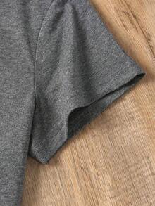 YOKASACamiseta informal de verano para mujer, de cuello redondo, ajustada y manga corta, con estampado de pintura al óleo, floral, de corazones, de cerezas y de letras. Tejido informal sencillo, estilo deportivo, ideal para el día a día y para una cita de San Valentín..1 pcs,180g Pure Heavy,95%Polyester 5%Spandex - Gris-YH25 - Ver 6