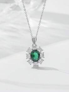 1 chiếc dây chuyền bạc 925 đính kim cương nhiều màu sắc, lấp lánh dành cho nữ, thanh lịch để đeo hàng ngày và hẹn hò, quà tặng năm mới và ngày Valentine. - Bạc - Xem 5