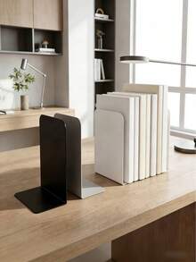 2个简约金属桌面书挡，防滑设计，大容量书架，适用于学校用品、返校季、桌面收纳、办公用品、办公桌配件 - 套裝 - 查看 1