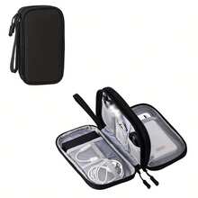Dual-Layer Storage Bag, Waterproof Electronic Organizer Pouch For Cables, Earphones, Chargers, Phones, Hard Drives, USB Drives, Multi-Function Storage - Multicolor - View 8