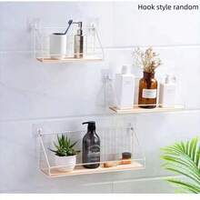 1pc Creative Wall Mounted Storage Rack With Handle - Iron Made - Durable - High Load Bearing Capacity - Home Wall Mounted Storage Rack - Portable - Bathroom - Toilet - Wall Mounted - Storage - Hanging Storage Rack - Cosmetics And Skincare Storage Rack - Dorm Bedside Rack Bathroom - Black - View 3