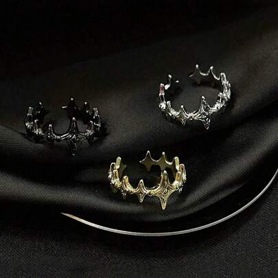 1 Adjustable Split Ring, Stylish Explosive Skull Design, Minimalist Neutral Teen Couple Ring