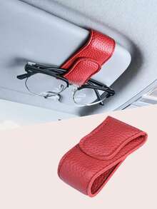 Clip magnético para gafas de sol en el parasol del coche - Material de cuero, operación con una sola mano, instalación sin daños, adecuado para todos los modelos de vehículos, clip para gafas y tarjetas en el interior del coche - Clip para gafas - Ver 12