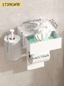 1pc Wet Wipes & Toilet Paper Holder, Self-Adhesive Wall Mount, Bathroom Tissue Roll Dispenser With Storage Shelf - Multicolor - View 13