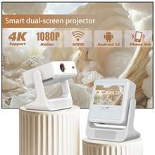 2026 New Flagship Model 4K Ultra HD Smart Dual-Screen Projector With WiFi 6, Intelligent Chip For Fast Response, Designed For Users Seeking High-Quality Visual Experience. Auto Focus And Correction, Smart Obstacle Avoidance: Automatically Identifies Obstacles And Adjusts Image, Native 1080P For Immersive Viewing. Compact And Stylish Design To Enhance Home Tech Aesthetics! - White - View 3