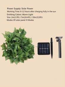 1pc 2M/5M/10M Flower Green Leaf Artificial Vine String Fairy Lights Solar Power Christmas Camping Tree Garland Light For Weeding Home Decoration - Warm Light - View 2