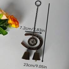 1pc Metal Bell Wind Chime, Horseshoe Decor, With Decorative Chain, Outdoor Garden Hanging Ornament, Suitable For Home, Yard And Wall Decor - Multicolor - View 3