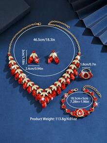 3件/4件/5件套波西米亚复古风合成红色水钻首饰套装，十二月生辰石时尚套装，适合宴会、婚礼和特殊场合佩戴 - 綠色8019 - 查看 11