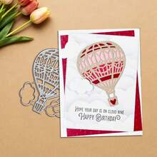 创意热气球金属切割模具，DIY剪贴簿相册和压花模板，贺卡制作工具，卡片纸切割工艺品，礼品卡制作模板模切。 - 銀色 - 查看 6