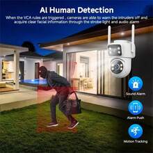 4MP PTZ Wifi Camera Outdoor Dual Lens IP Camera AI Tracking Security Surveillance Camera ONVIF Wireless CCTV Camera - Multicolor - View 7