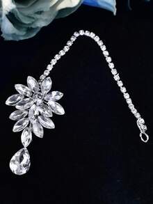 1 pièce Chaîne de front de mariée minimaliste avec pendentif en strass, accessoire de mode pour mariage, fête, célébration - Argent - Voir 7