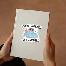 3-pack tecknade stötfångardekaler "Även onda blir ledsna" - Självhäftande vinyldekaler för mental hälsa för bilar, vattenflaskor, bärbara datorer - Glansig finish, Placering bakifrån, Engångssjälvhäftande, Rolig design - A - Visa 6