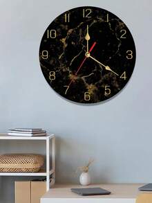 1 pezzo Orologio da parete moderno in texture di marmo da 10/12 pollici, silenzioso senza ticchettio - Orologio da parete al quarzo di lusso nero e oro di grandi dimensioni, funzionamento a batteria (batterie non incluse) - Elegante design in texture di marmo, adatto per soggiorno, cucina, ufficio, camera da letto - Perfetto regalo per il riscaldamento della casa o il Natale - Facile da appendere, adatto per la decorazione dell'ufficio, orologio alla moda, lavorazione di alta qualità, scelta del designer di interni - Multicolore - Visualizzare 3