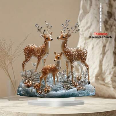 A Collection Of Bohemian Style Acrylic Deer - Desktop Decorative Items, Suitable For Home, Office, And Cafe Displays, In Chinese Language, 5.91 Inches.