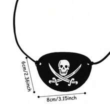 三件套嘉年华派对服装套装 - 新款缎面海盗头箍、腰带、毛毡骷髅面具和眼罩，趣味角色扮演中世纪文艺复兴海盗装扮，含海盗面具，适合情人节化装舞会、圣诞派对等场合。 - 彩色 - 查看 6