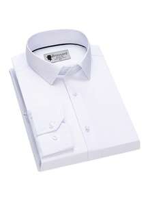 Men's Business Dress Shirts, 38% Bamboo Fiber, 62% Polyamide, Long-Sleeved, No-Iron, With A Slim Fit. Bamboo Fiber: Offers Good Moisture Absorption And Breathability, Is Comfortable To Wear And Naturally Antibacterial. It Is Wear-Resistant And Firm, Making The Shirt Less Prone To Deformation. - 白色 - 查看 1