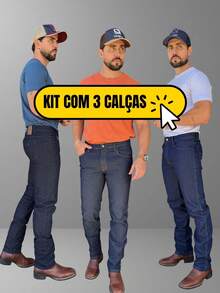 Kit 3 calças básicas com elastano, Conforto para Dia a Dia e Trabalho, 36 AO 54 Unglis jeans - Azul - Visão 2