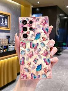 1pc Multi-Butterfly UV Printed Anti-Drop Phone Case Compatible With Samsung/Galaxy/Infinix/Redmi/OPPO/VIVO/Realme Android Models - Pink - View 5