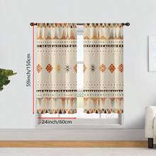 2pcs Geometric Art Printed Semi-Sheer Curtains, Easy Hanging Rod Pocket Design, Suitable For Living Room/Bedroom/Office - Multicolor - View 11