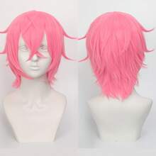 Karida 14-Inch Synthetic Fiber Cosplay Wig With Bangs, Layered Straight Hair, Unisex Cosplay Wig, High Density, Natural-Looking Cosplay Wig For Men And Women