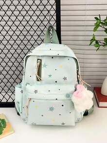 1pc's New Star-Patterned Backpack Is Casual, Simple, And Stylish. It Features A Zipper Design And Adjustable Shoulder Straps, Making It Suitable For Teenagers' Daily Outings And Travel. It Easily Holds Everyday Essentials, Is A Versatile Piece, And A Fashion Favorite, Suitable For Various Styles And Occasions. It Also Makes A Great Gift For Friends. Happy Ramadan! - Star Backpack - View 7