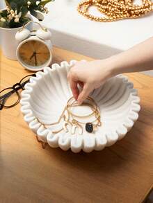 Tazón decorativo grande, tazón decorativo blanco, decoración del hogar - Tazón plisado - Tazón ondulado - Tazón con escamas - Tazón de llaves de moda, adecuado para la mesa de entrada - Multicolor - Ver 1