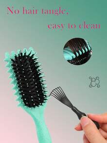 1pc Hair Curling Styling Brush, Hair Curling Styling Brush Cleaning Set, 1pc, Hair Curling Styling Brush - Women's Hair Curling Styling Brush, 1pc Multi-Functional Cleaning Brush - Suitable For Dry And Wet Hair, Smoothens Frizz, Enhances Curl, Smooth And Easy To Brush, Easy Styling