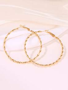 3 Pairs Gold Hoop Earrings Set, Suitable For Daily Wear - Golden Yellow J0378 - View 6