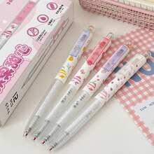 607 Fruit Candy Gel Pen, Dual Tip Quick Drying Ink Pen, Colorful Fruit Pattern, Rainbow Capsule Design, Suitable For Students To Take Notes And Exams