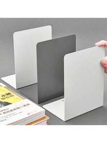 2个简约金属桌面书挡，防滑设计，大容量书架，适用于学校用品、返校季、桌面收纳、办公用品、办公桌配件 - 套裝 - 查看 10