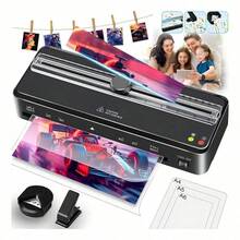 Laminadora caliente/fría A4, laminadora 6 en 1 con película de 300 mm y cortador, cortador de esquinas, perforadora, precalentamiento de 60 segundos, 320 mm/min, 55 dB, A4/A5/A6/A7/3R/2R, adecuada para uso doméstico o de oficina. - por defecto - Ver 11