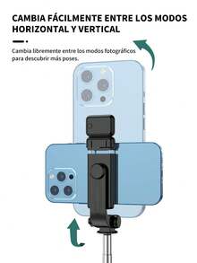 Palo de selfie Bluetooth multifuncional con trípode, 1m Palo de Selfie Inalámbrico LED, Trípode de Rotación 360° Anti-Vibración, Herramienta Fotográfica Portátil Multifuncional, Compatible con Teléfonos iOS y Android, Adecuado para Viajes al Aire Libre, Vacaciones de Verano, Transmisión en Vivo y talla grande - Unitalla - Ver 10