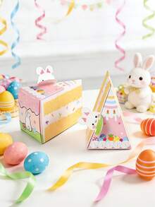 20pcs/Set Cake Shape Box, Easter Gift Box, Rabbit Paper Box, Triangle Packaging Box, Party Favors, Easter Birthday Party Decoration, Party Supplies - Multicolor - View 3