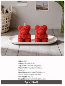 2pcs/4pcs Rose Bear Scented Candles - Cute Decorative Items And Handmade Gifts, Suitable For Women/Friends, Ideal For Wedding Souvenirs, Elegant Decorations And Gifts, Valentine's Day Gifts, Graduation Gifts, And Bedroom & Room Decor. - Multicolor - View 10