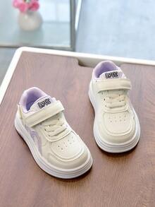 1双春秋季儿童软底防滑真皮运动鞋，轻便可爱，男女童均适用 - 紫色 - 查看 4