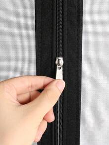 黑色拉链式窗纱网，自粘式魔术贴安装，防蚊虫网，透气防尘帘，方便开窗 - 黑色 - 查看 3