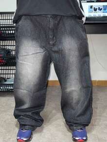 Dazzling Black Wide-Leg Balloon/Baggy Jeans - Sportlife Jeans - 黑與白 - 查看 11