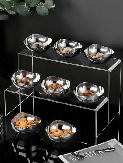 yeefeeco 1 Tazón de postre de acero inoxidable 304 hermoso - se puede usar como tazón de aperitivos, taza de postre, tazón de avena ensalada, tazón de desayuno, bandeja, plato de frutas, diseño con forma de pétalo, es una opción ideal para regalos de regreso a la escuela, y también es adecuado para salas de estar, dormitorios, oficinas, campamentos, hoteles y escuelas.