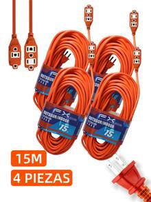 EXTENSIÓN ELÉCTRICA MULTICONTACTO USO RUDO 15 METROS 4 ENCHUFES - Tipo de Enchufe A USA (110-127V) - Ver 15